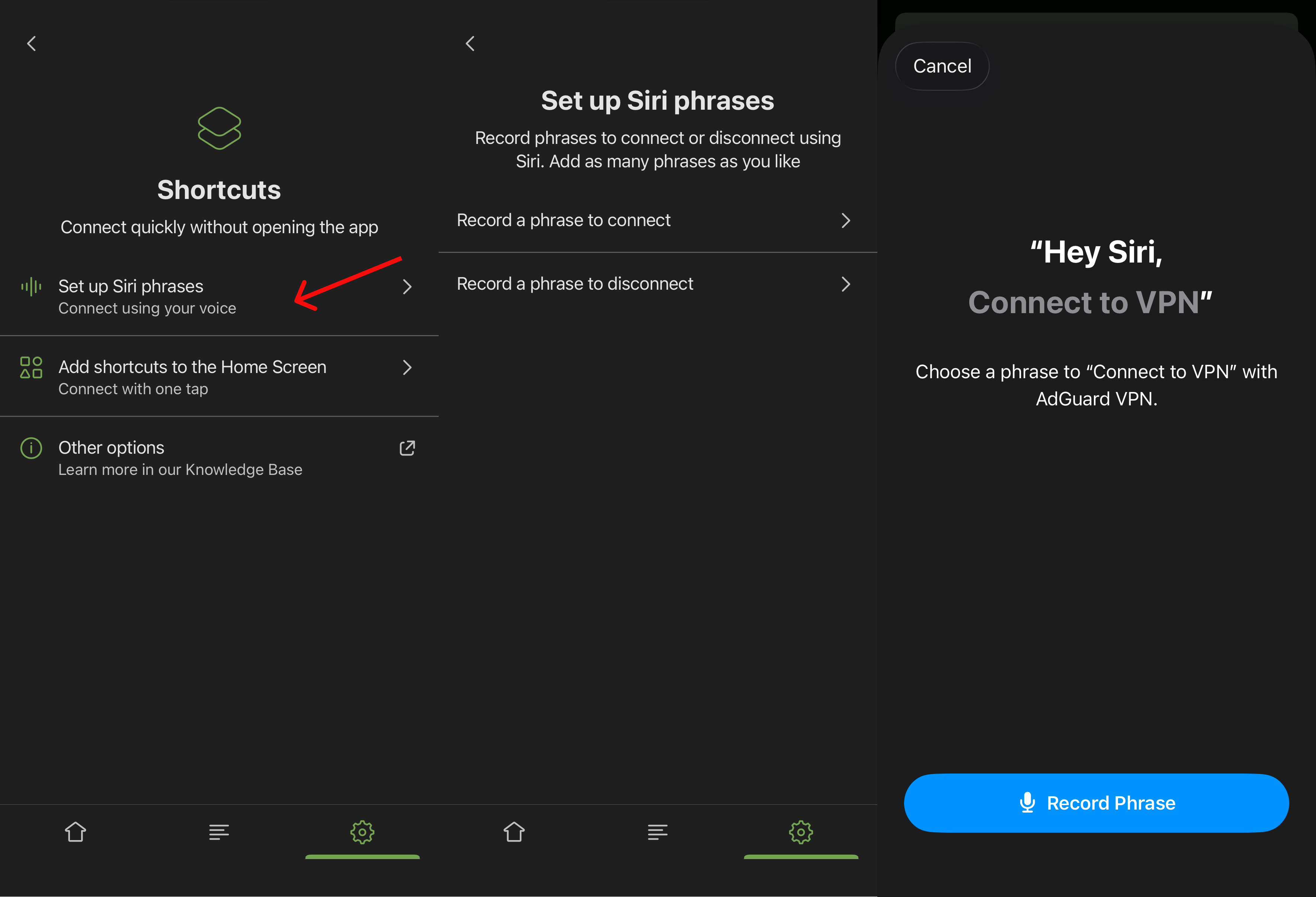 Connect with Siri