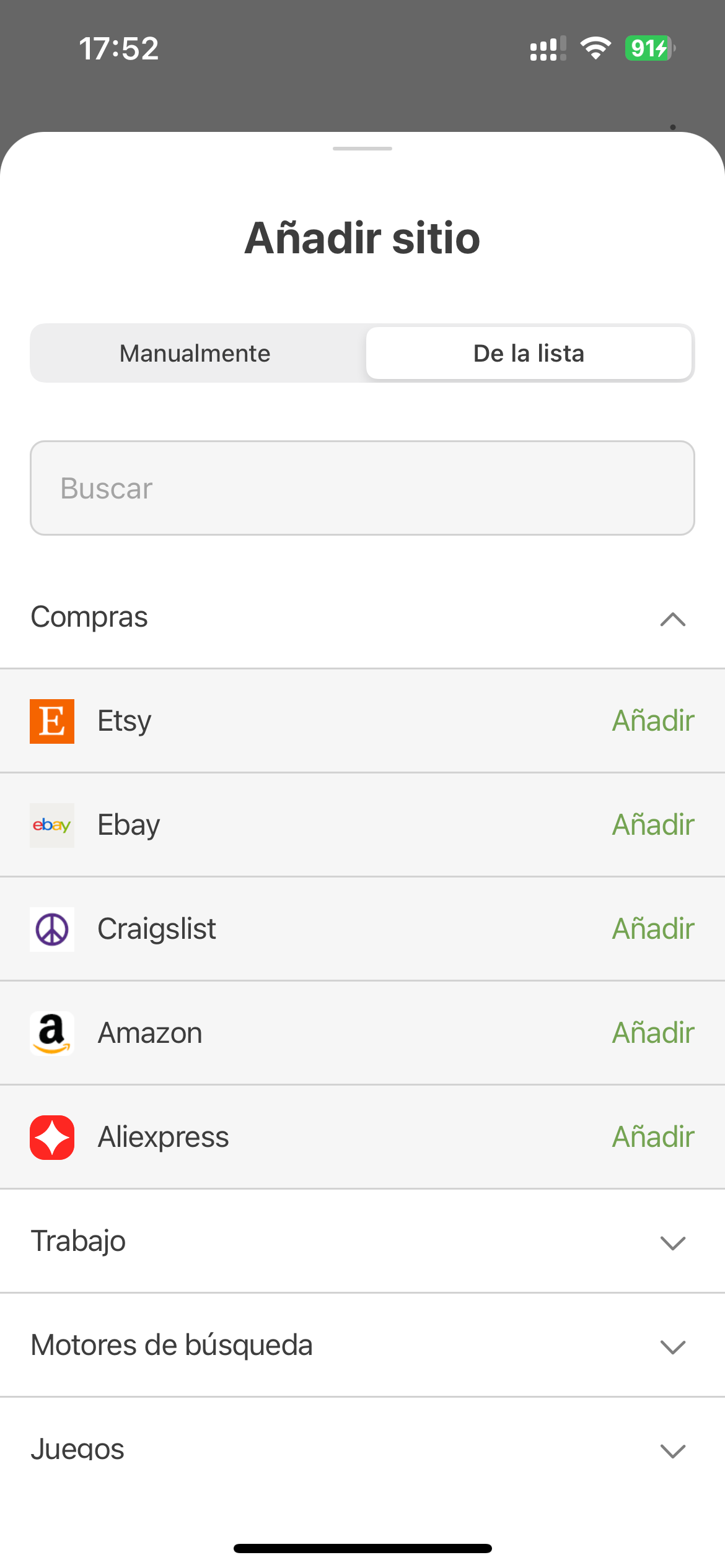 Añadiendo un sitio de la lista *mobile_border