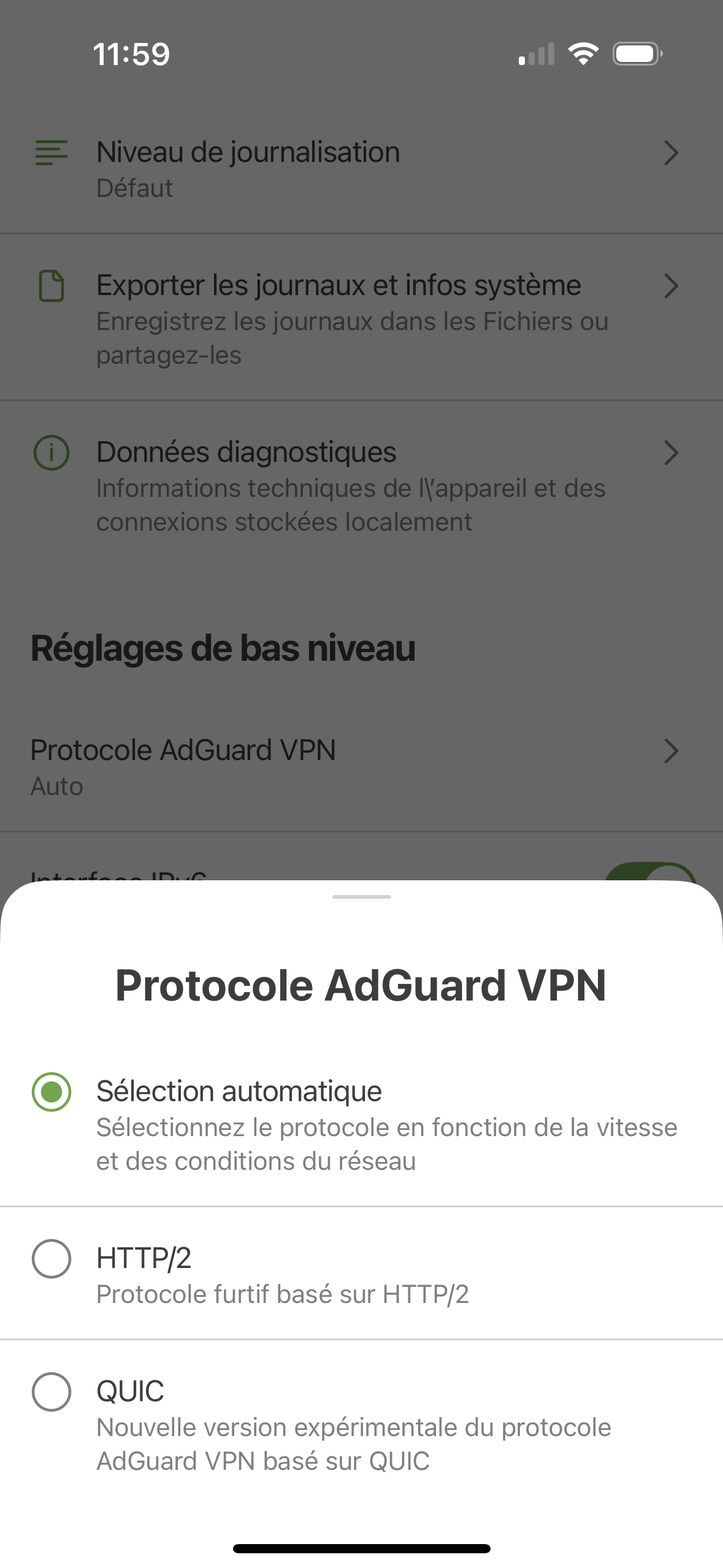 Sélection automatique *mobile