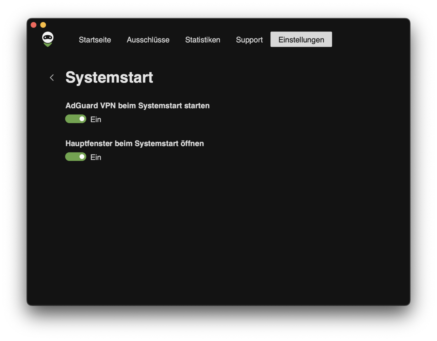Hauptfenster beim Systemstart öffnen