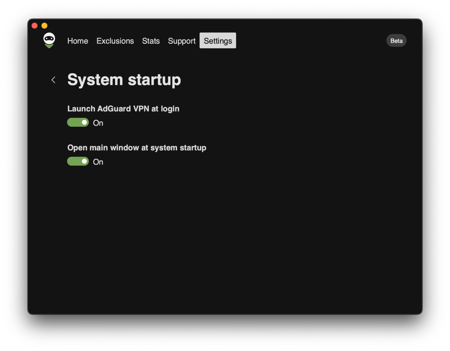 Open main window at system startup
