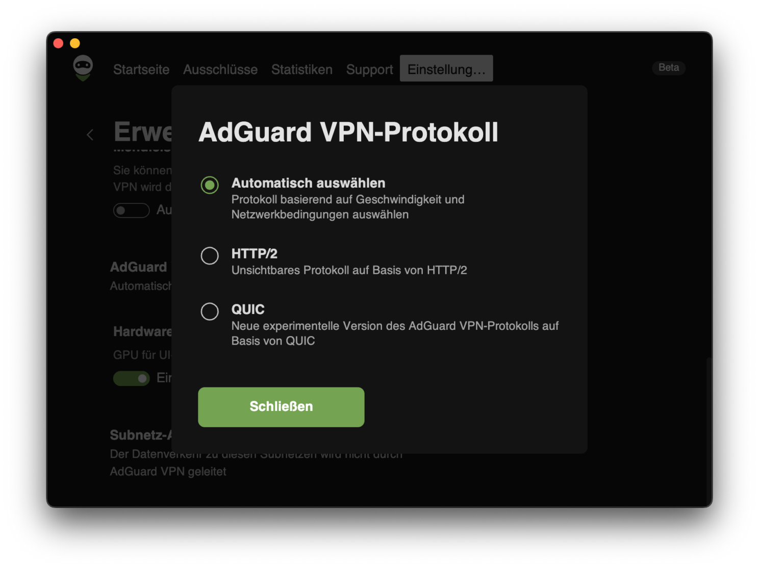 VPN-Protokoll auswählen
