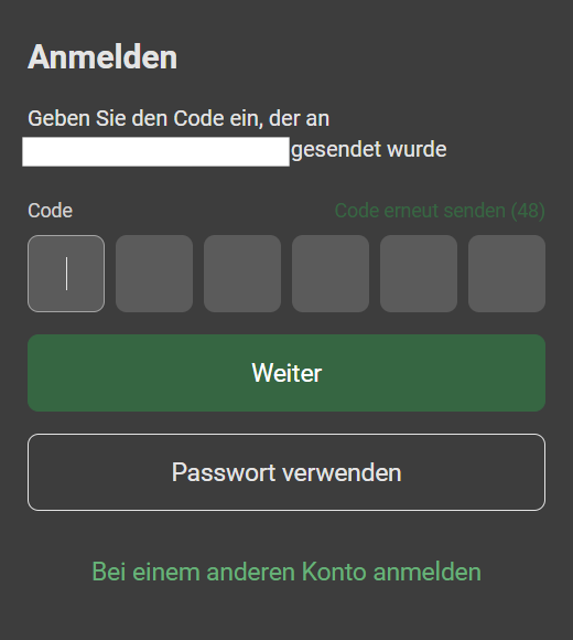 Einmaliger Code *mobile