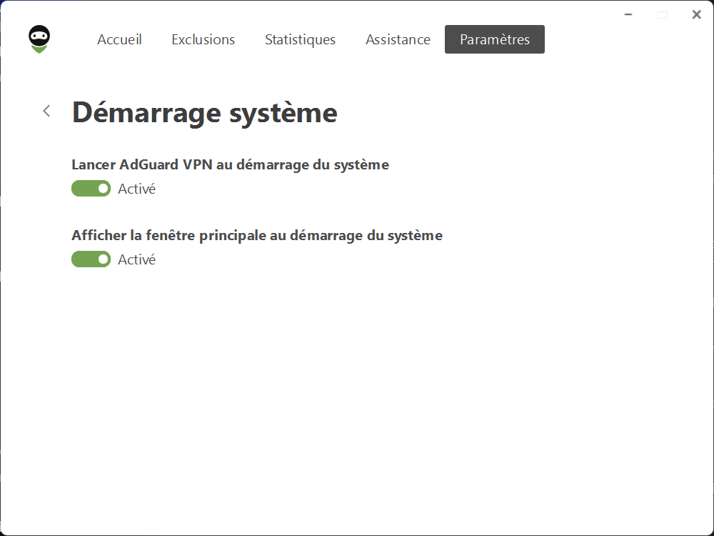 Ouvrir la fenêtre principale au démarrage du système