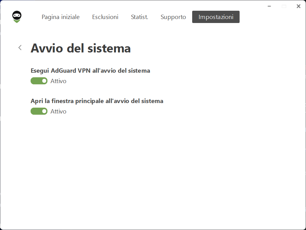Apri finestra principale all'avvio del sistema