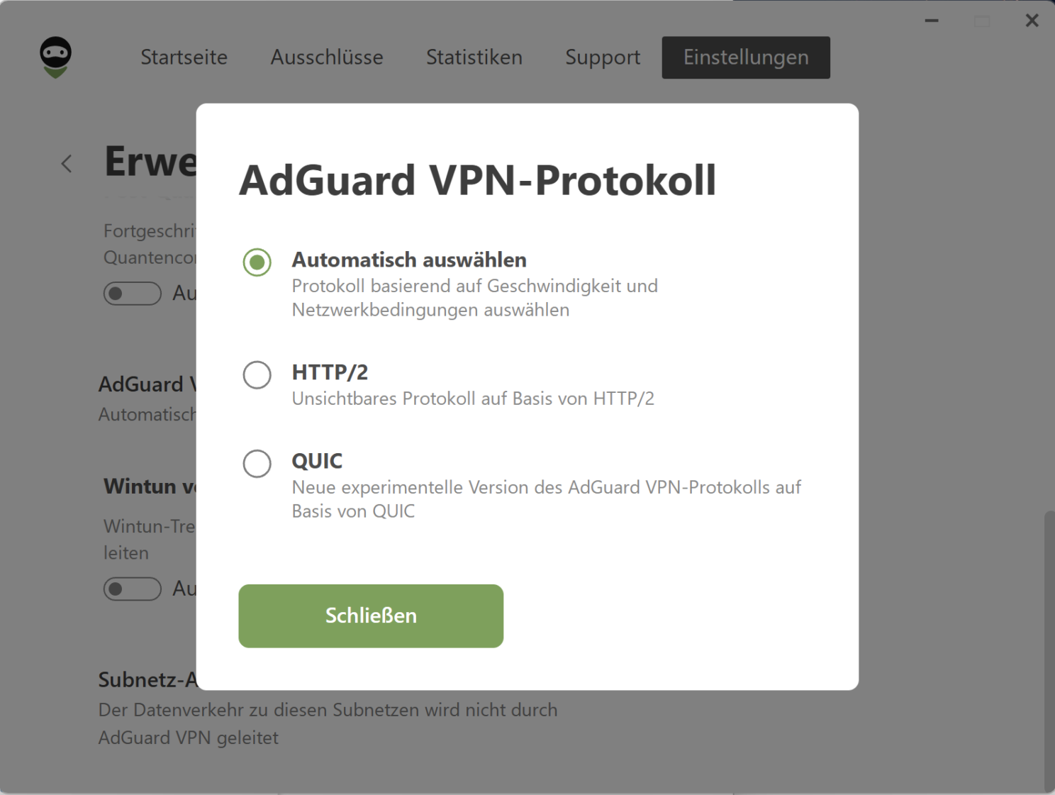 VPN-Protokoll auswählen