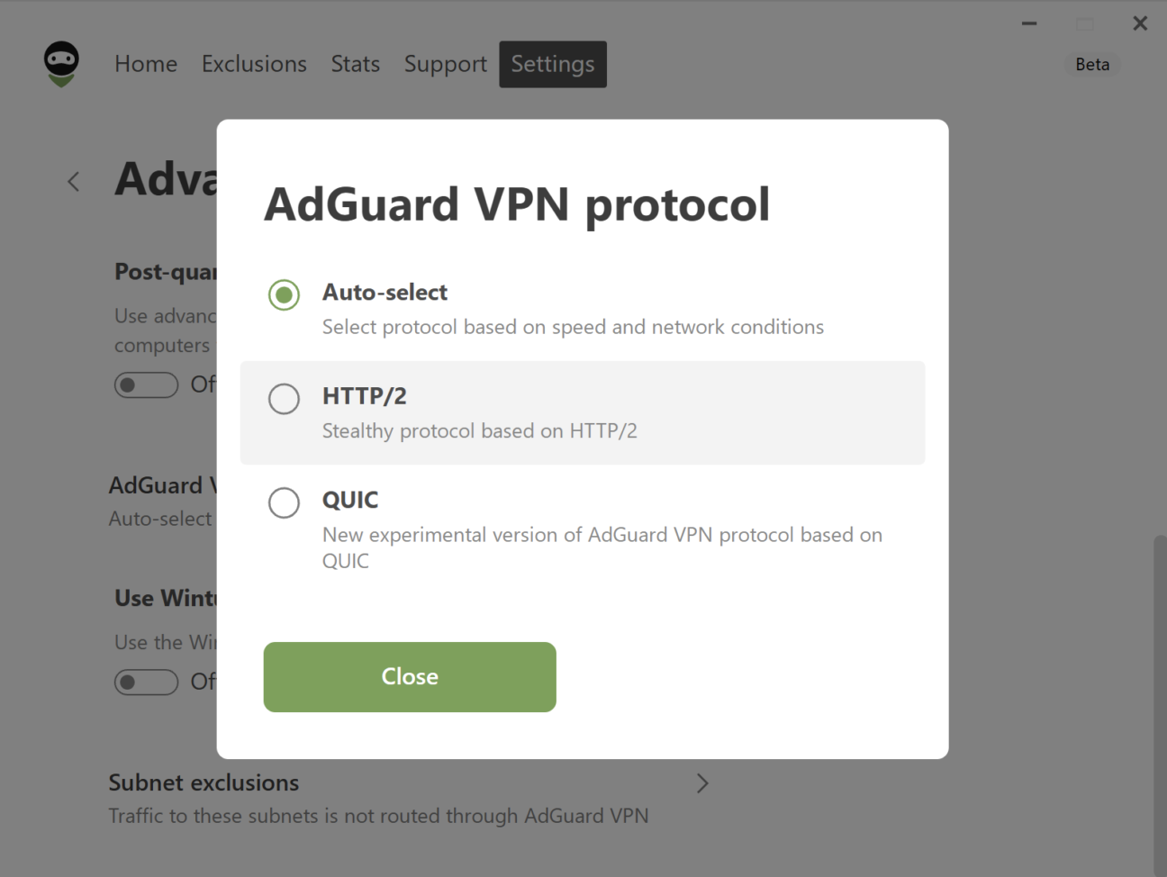 Select VPN protocol *border