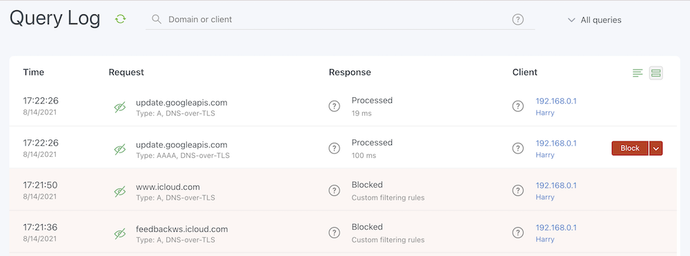 adguard home dns cache settings