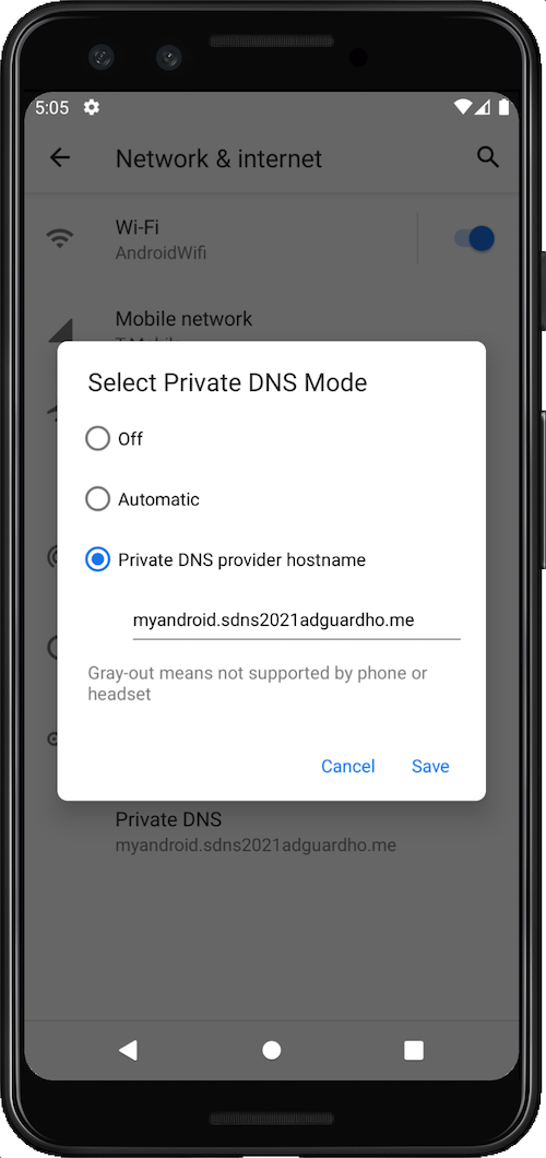 private dns provider hostname adguard