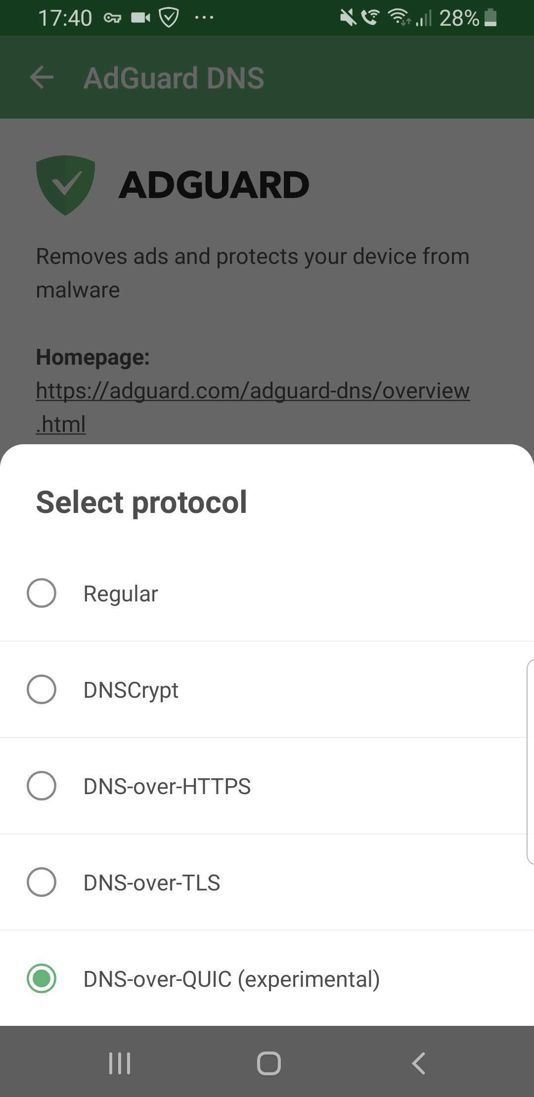 adguard home dns over quic