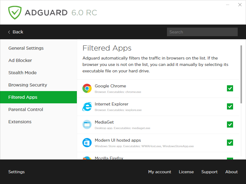 Adguard Filtered Apps