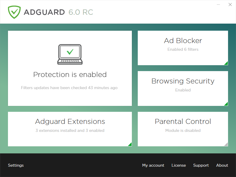 Adguard 6.0 Main Window