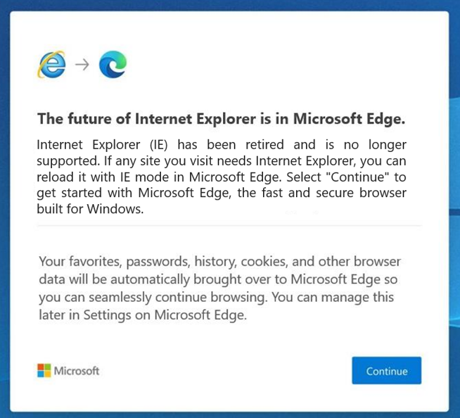 长期以来，Microsoft 一直都在劝告用户改用其 Edge 浏览器