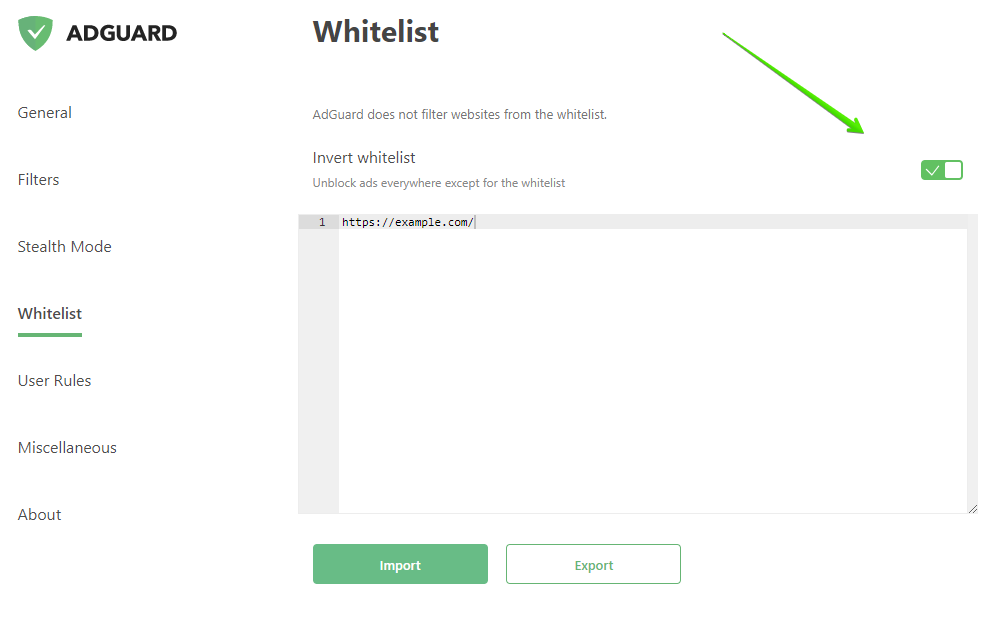 adguard how to add to whitelist