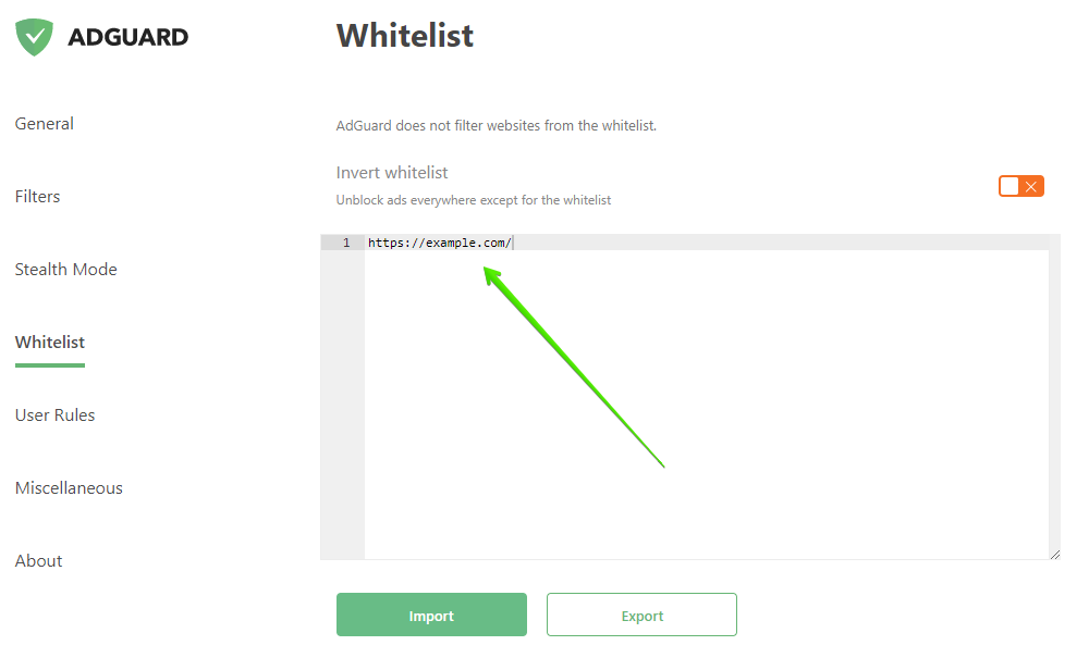 how to add white list in adguard