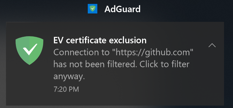 adguard disable notification