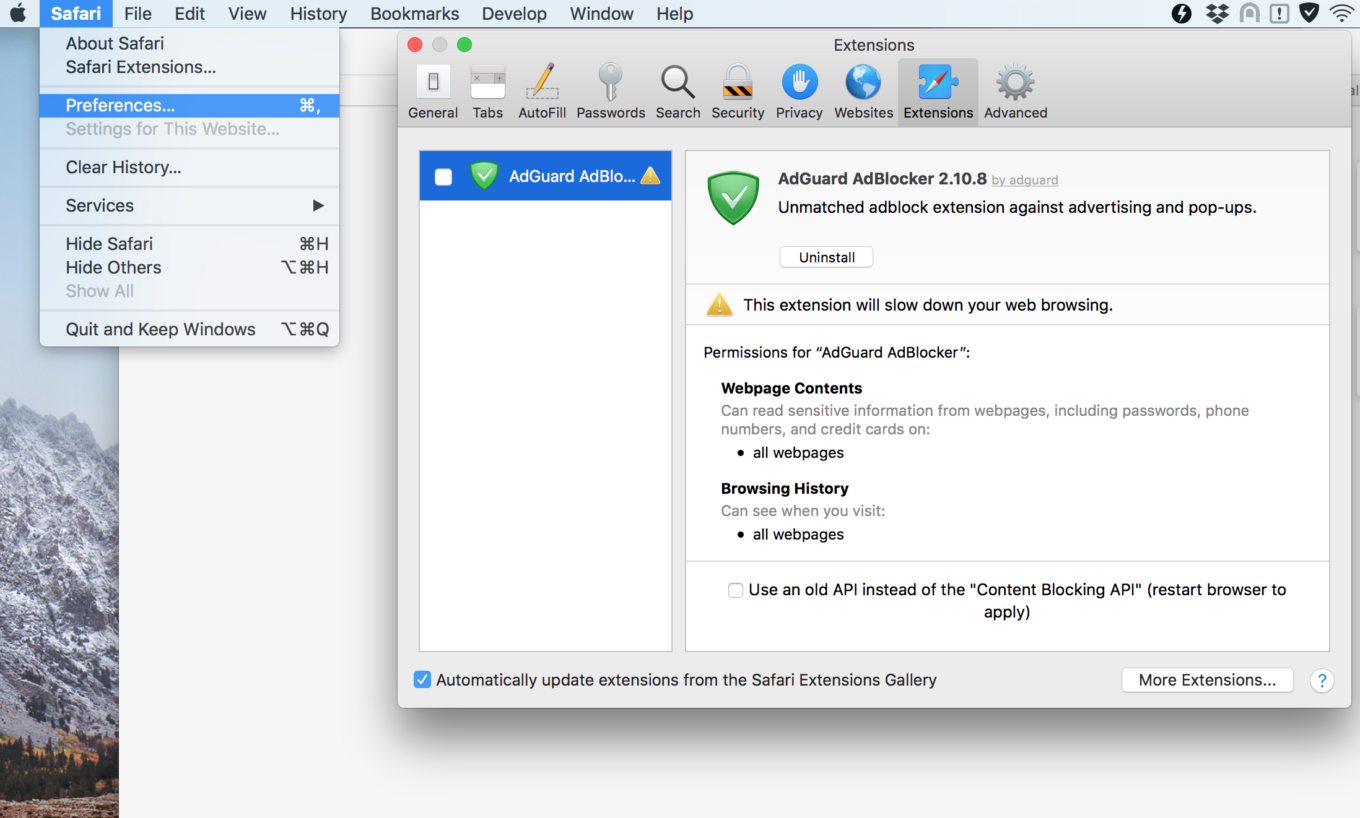 adguard ad blocker safari extension