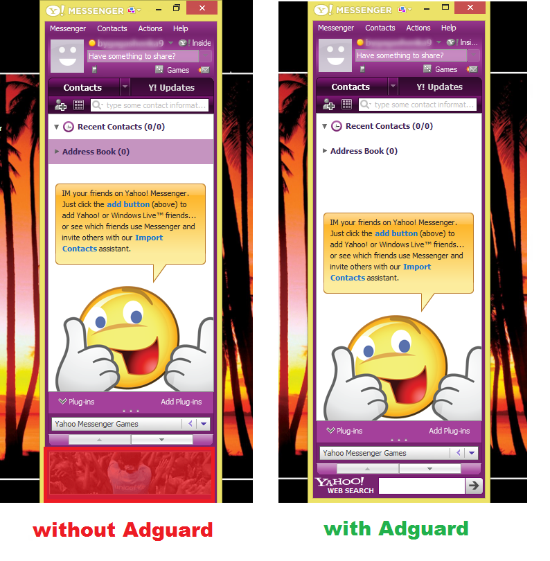 Remove ads in Yahoo Messenger