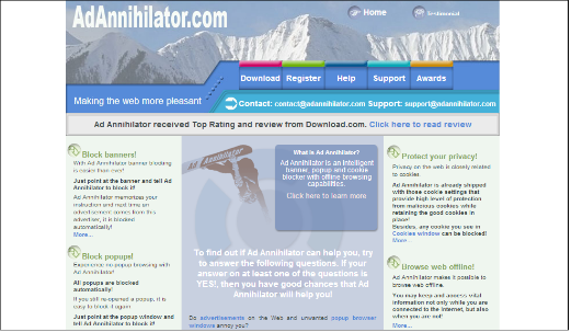 Ad Annihilator ad blocking software 