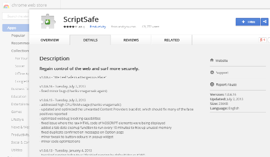 ad blocking extension ScriptSafe