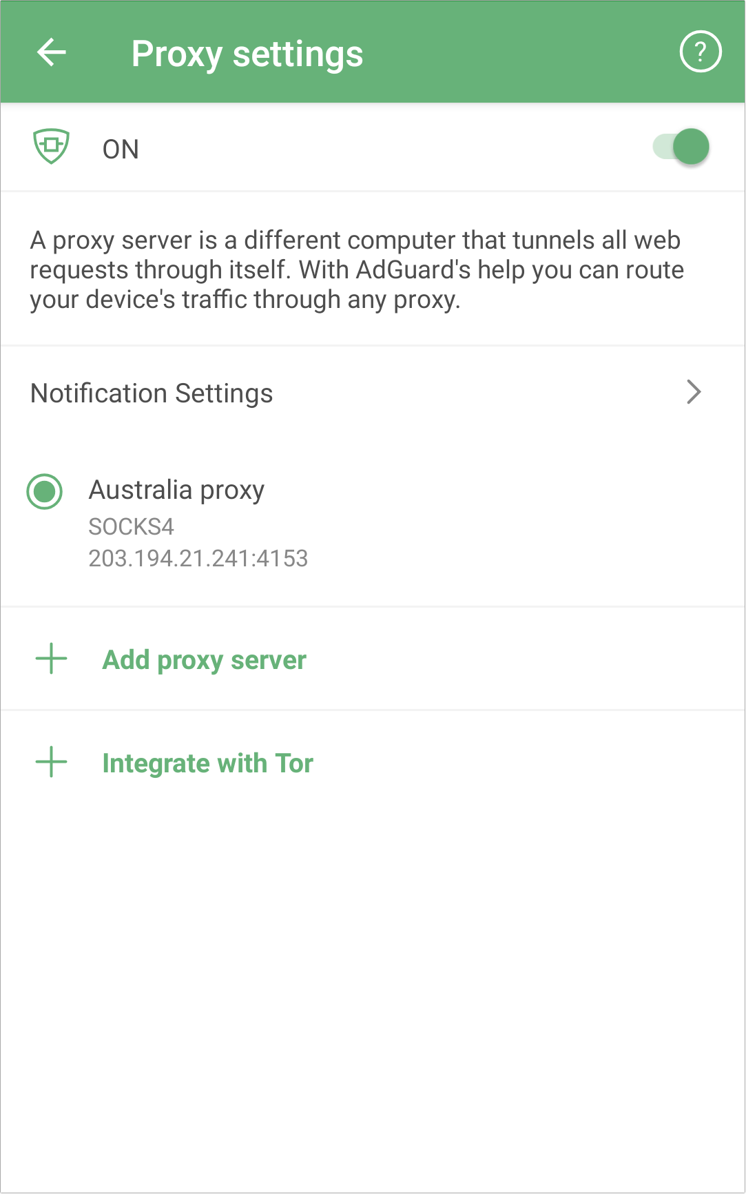 adguard mobile proxy is not configured for the current connection