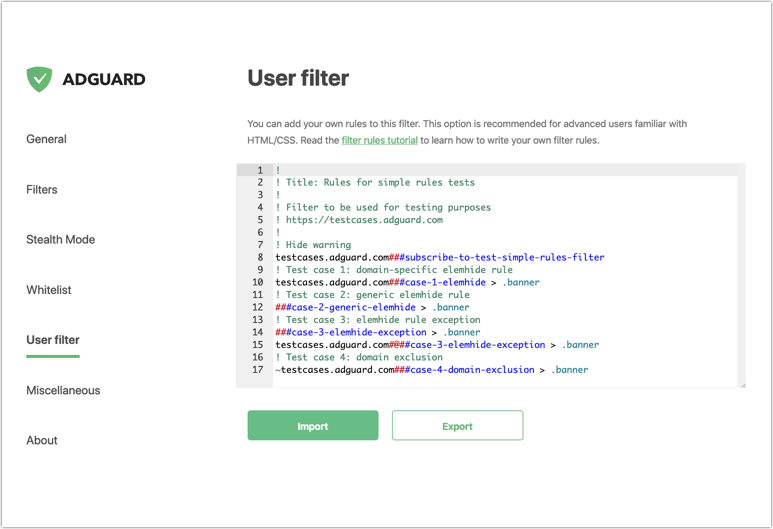 user filters for adguard