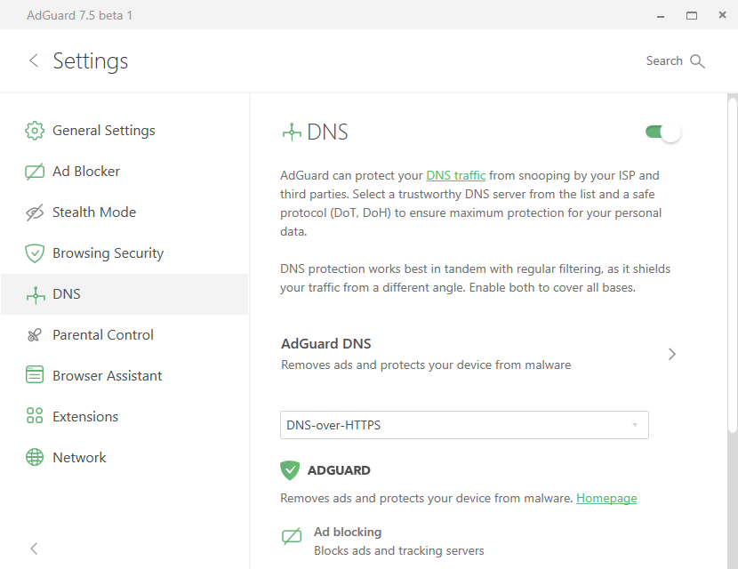 Blijven slachtoffers Terughoudendheid AdGuard v7.5 for Windows: DNS module and better tracking protection