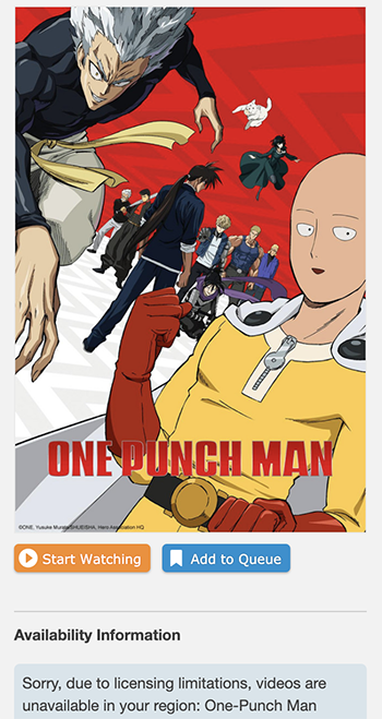 One punch man best sale season 2 crunchyroll region