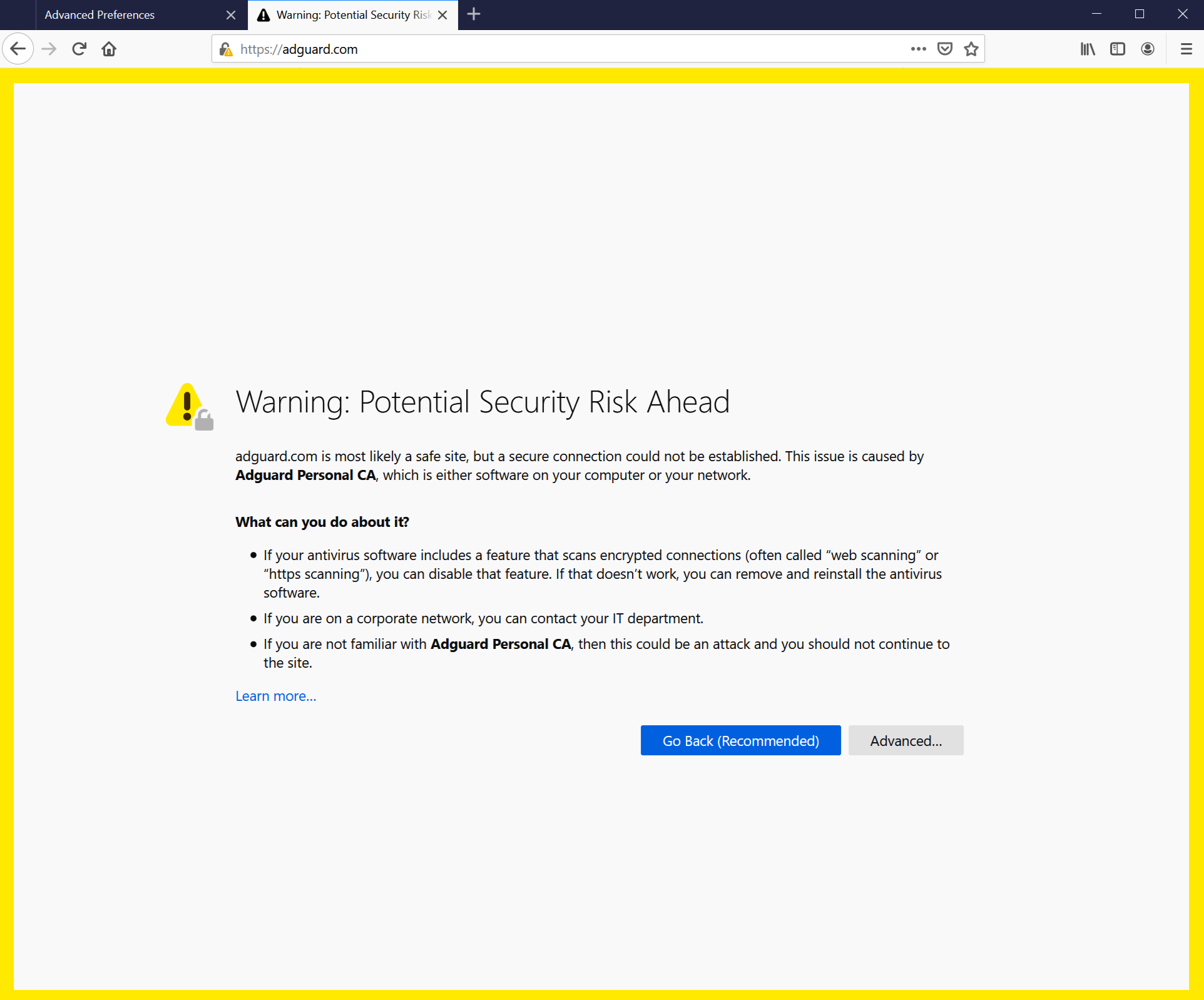 adguard error 5